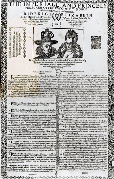 Erklärung der Ehe von Friedrich V. und Elisabeth von Böhmen von English School